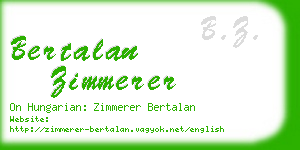 bertalan zimmerer business card